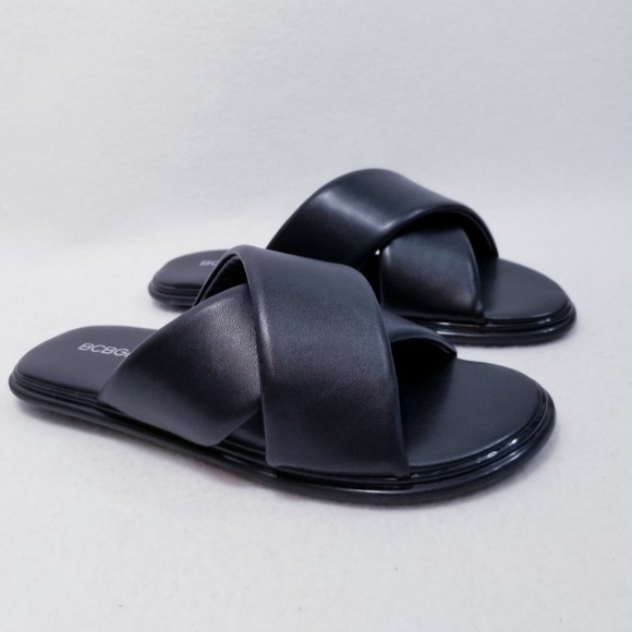 BCBG Generation Black Vegan Leather Slides - NIB - Picture 8 of 8